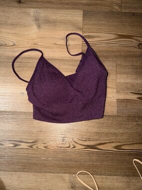 No Boundaries Metallic Plum Crop Top